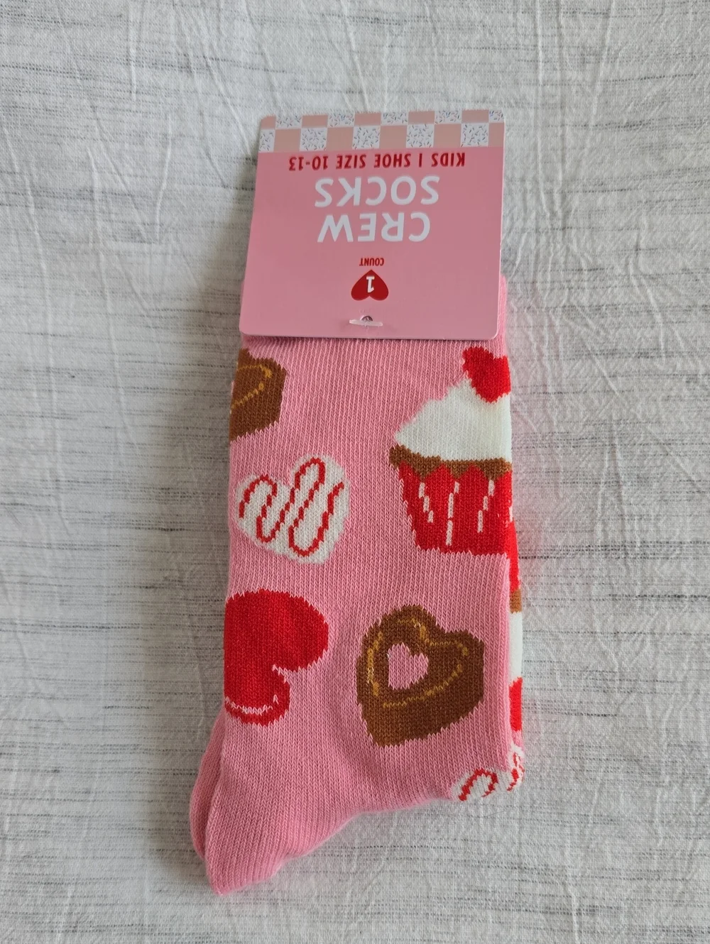 4-Pack Cute Patterned Kids Crew Socks - Hearts, Cupcakes, Lightning Heart, Dinos